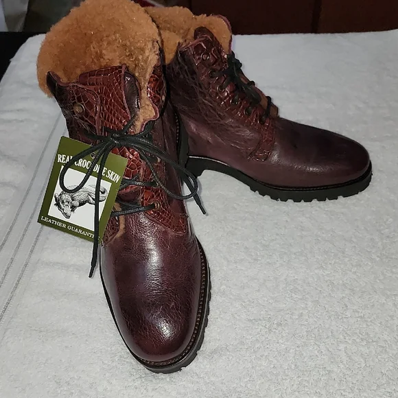NEW - CALZOLERIA TOSCANA Buffalo Calfskin & Gator Skin 4060 Brick